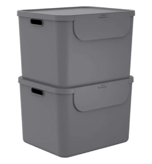 2er-Set Körbe 55 l mit Deckel – Anthrazit