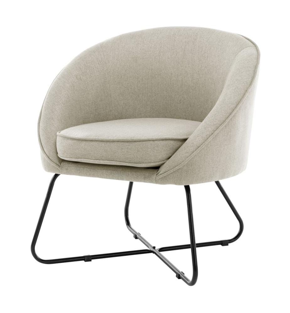 Jonas Lounge Sessel in Stoff Leinen und Metall Schwarz