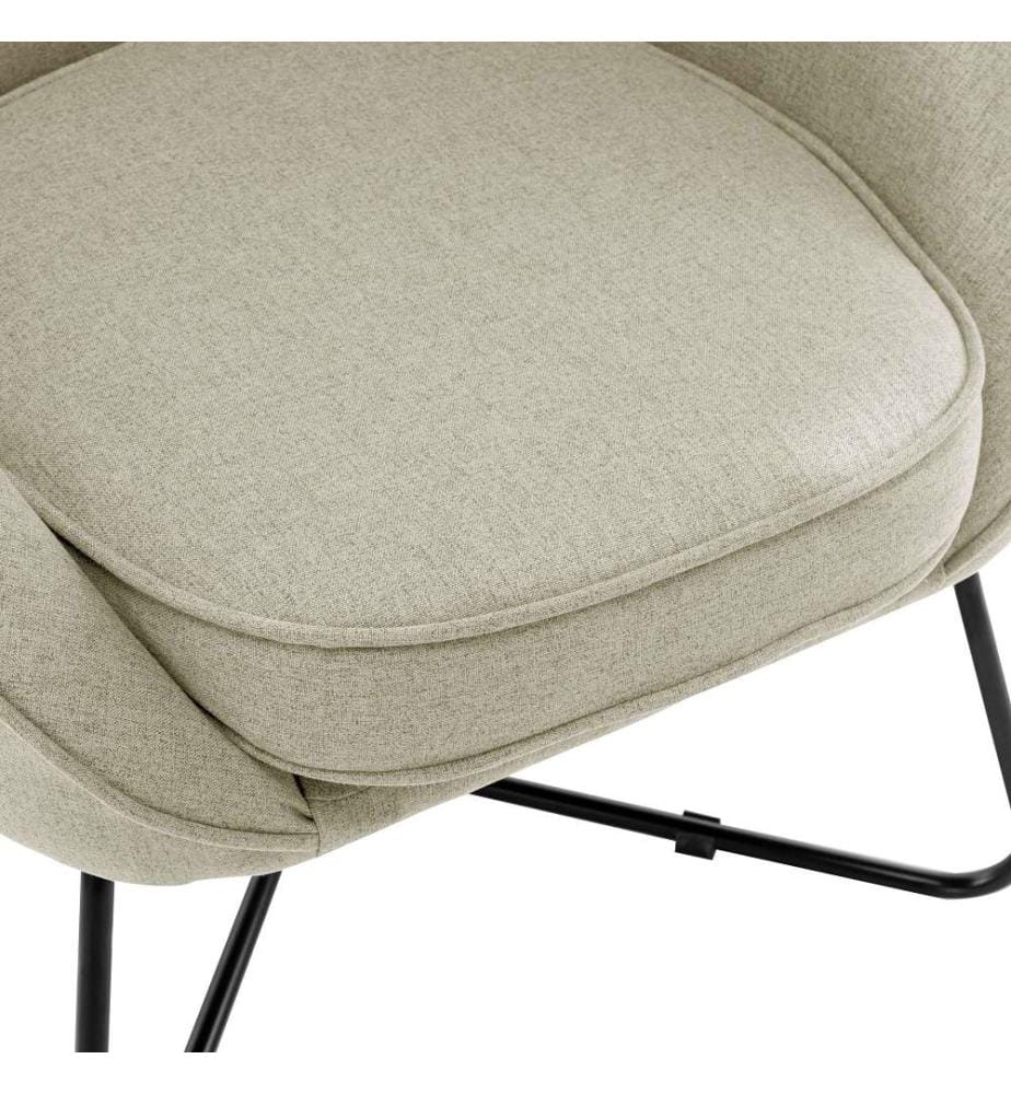 Jonas Lounge Sessel in Stoff Leinen und Metall Schwarz