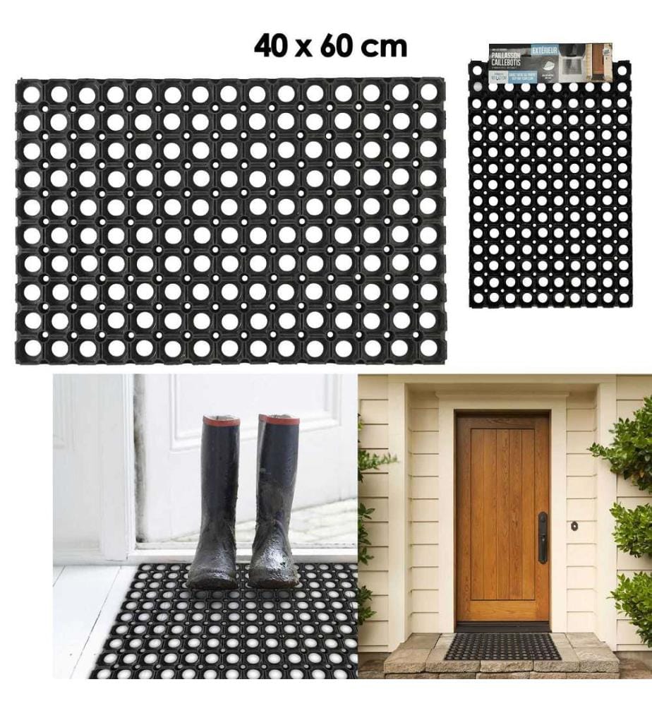 Fussmatte Gitterrost Gummi 40X60 cm - Schwarz