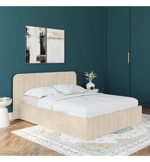 Lit coffre Valentina en velours avec sommier et tête de lit 160x200cm - Beige