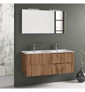 5-teilige Doppelwaschbecken-Badezimmergarnitur Zip - Eiche