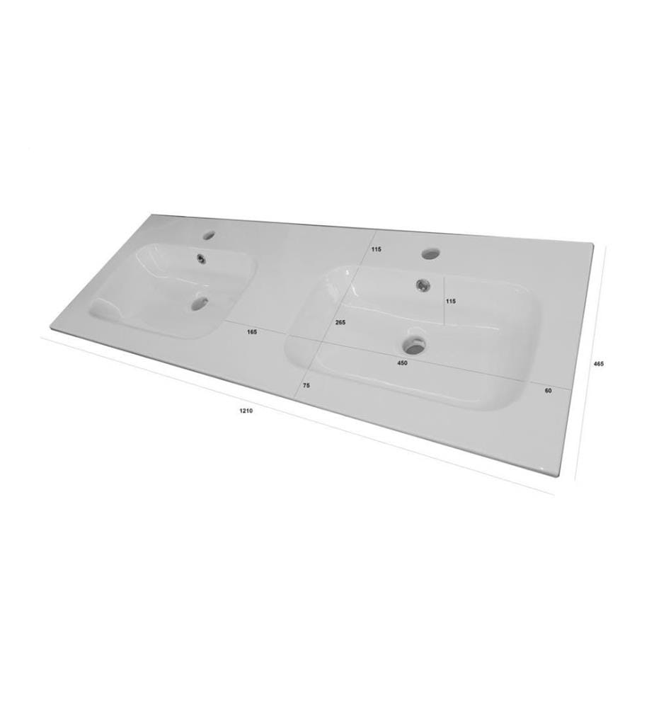 5-teilige Doppelwaschbecken-Badezimmergarnitur Zip - Eiche