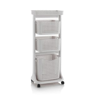 Carrello portabiancheria 3 cesti HUY beige