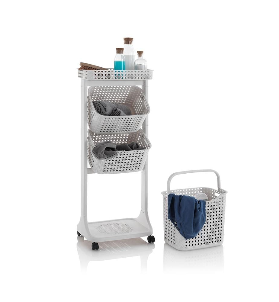 Carrello portabiancheria 3 cesti HUY beige