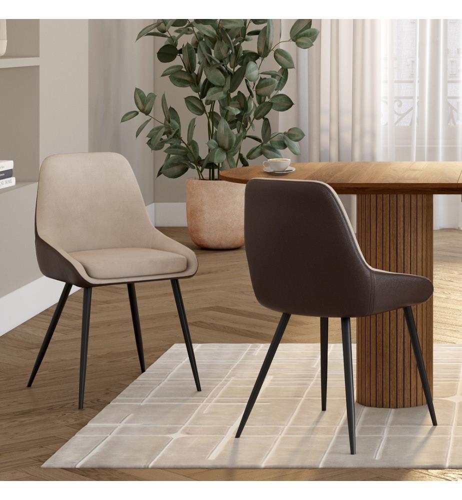 6er-Set Stühle Ornella - Taupe und Braun