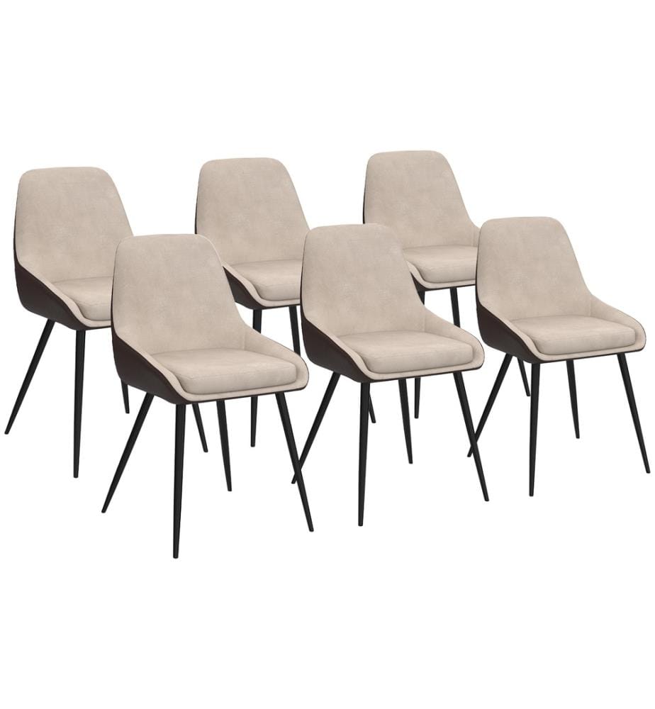 6er-Set Stühle Ornella - Taupe und Braun