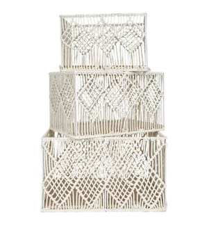 Rechteckiger Korb Gigogne x3 Boho - Beige