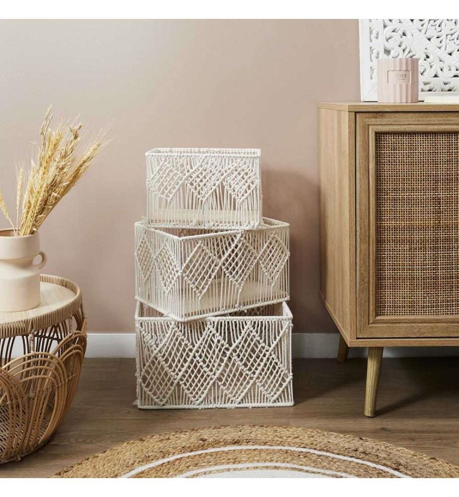 Rechteckiger Korb Gigogne x3 Boho - Beige