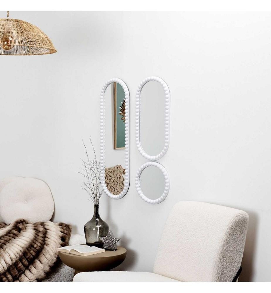 Lots de 3 Miroirs Corfus Blancs H75 cm – Blanc