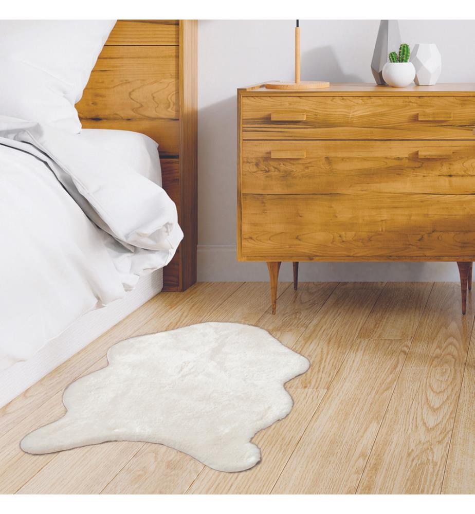 Fellimitat-Teppich Feinhaar Ecru - 60 x 90 cm