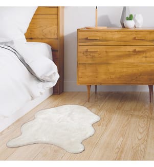 Fellimitat-Teppich Feinhaar Ecru - 60 x 90 cm