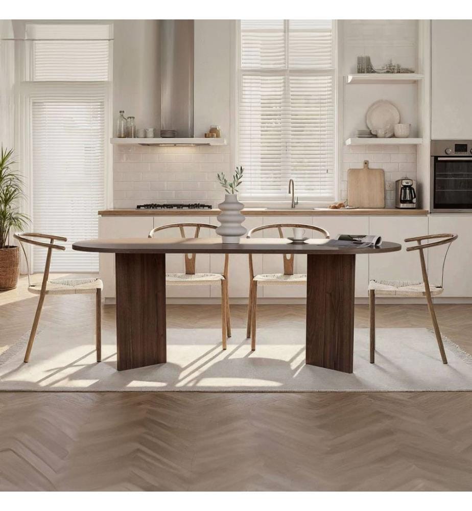 Dining Table, Walnut, 100% MELAMINE COATED PARTICLE BOARD