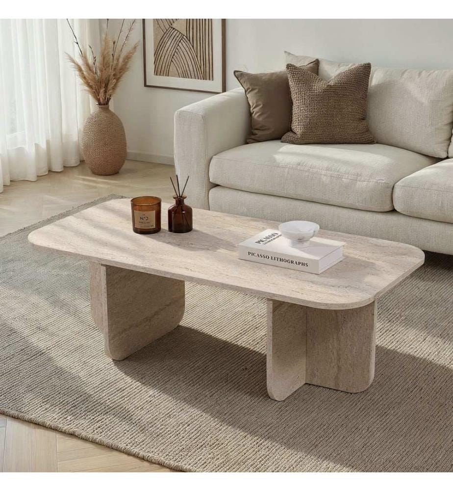 Couchtisch, Travertin, 100 % melaminbeschichtete Spanplatte