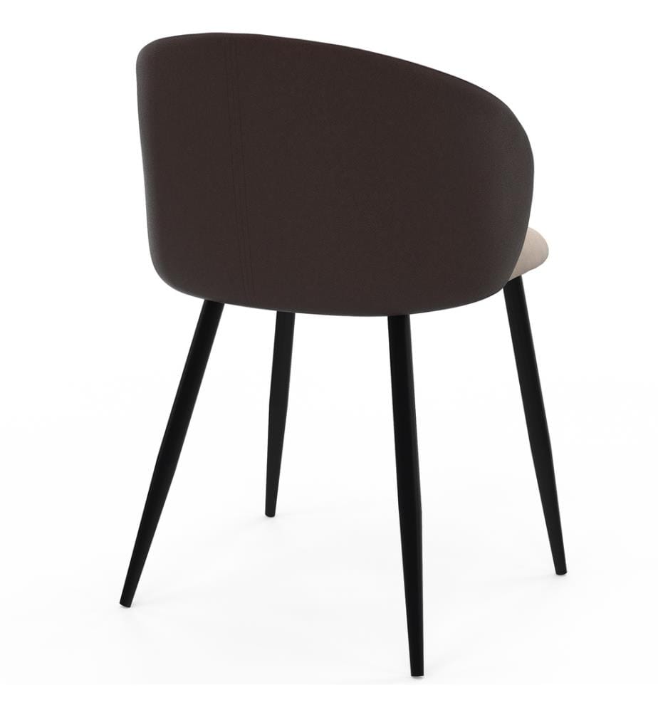Lot de 2 Chaises Léona bi-matière - Taupe et Marron