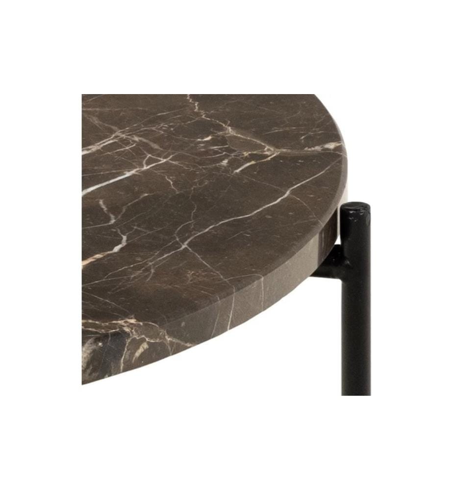 Runder Beistelltisch Avila – Brauner Emperador-Marmor