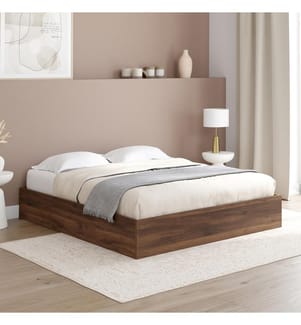 Lit coffre Malta 160x200cm effet bois noyer