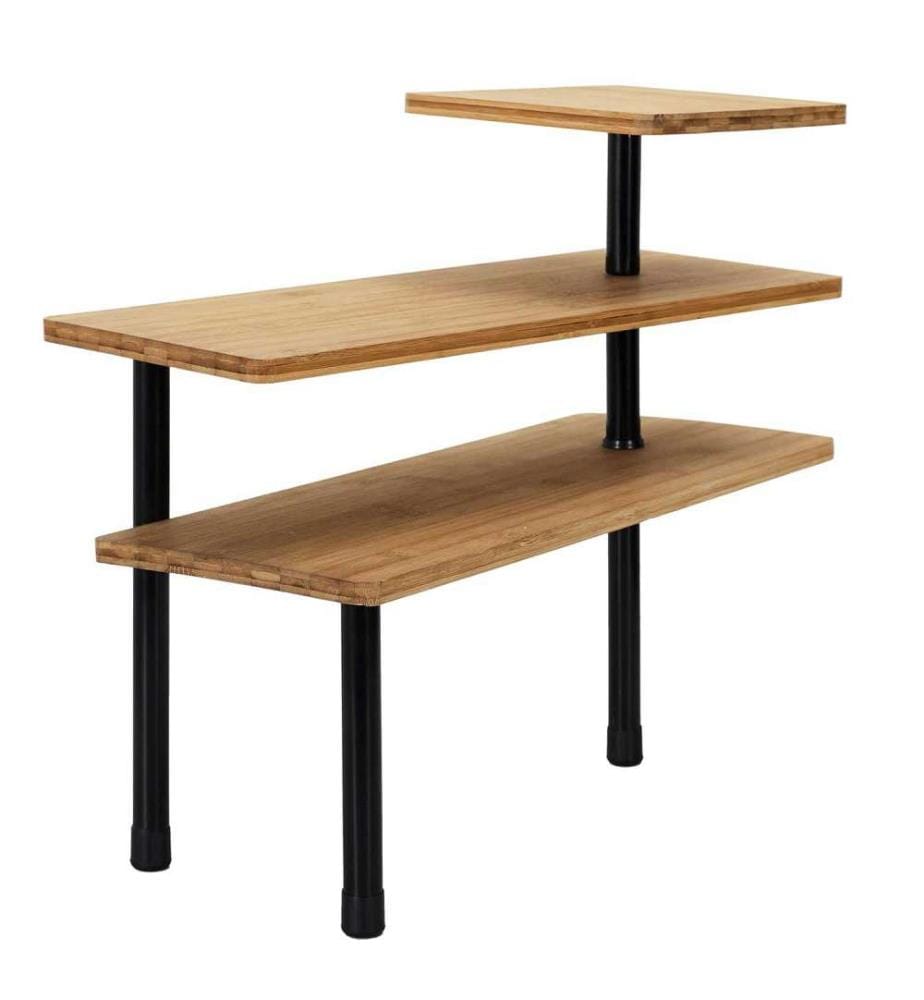 Eckregal, 3 Ebenen - Braun, Schwarz