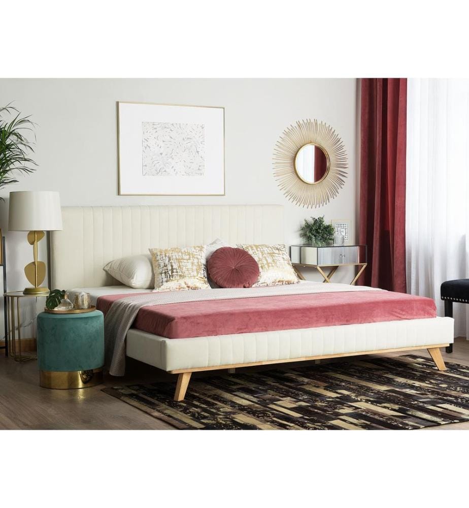 Letto Ciniglia TALENCE 180 x 200 cm Beige chiaro
