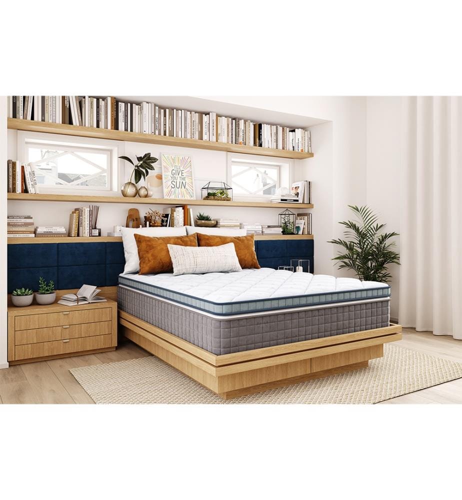 Matratzenauflage 2 in 1 Seite FRESH Sommer + Seite Memory-Schaum 140 x 200 - Thermo Fresh Blau - Topper 5 cm