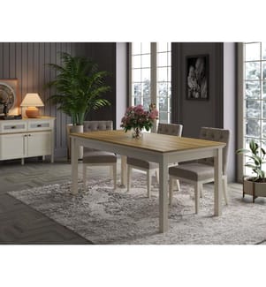 Esstisch, Creme, Grau, 100 % melaminbeschichtete Spanplatte