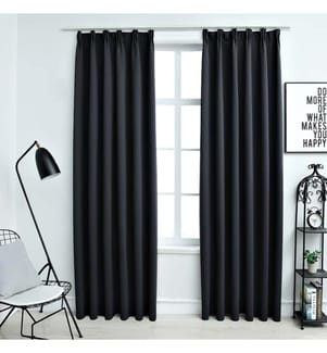 Verdunkelungsvorhänge mit Haken 2 Stk. Schwarz 140x245cm