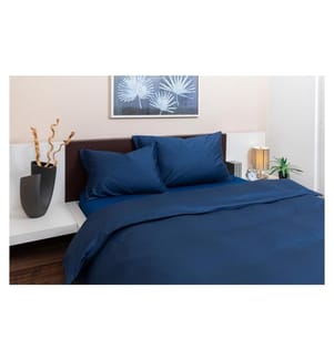 COCON - Taie d'oreiller Percale 65 x 100 cm, Bleu marine, 2 pièces