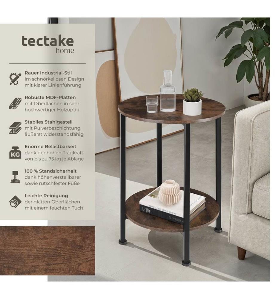 Beistelltisch Ballina 45x64 cm - Industrial Holz dunkel, rustikal