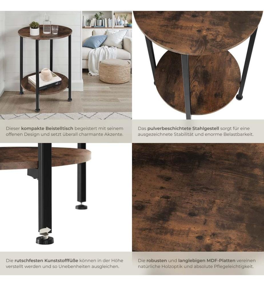 Beistelltisch Ballina 45x64 cm - Industrial Holz dunkel, rustikal