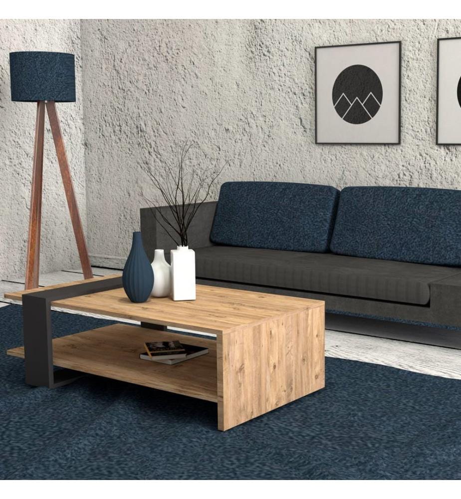 KALUNE DESIGN - Table Basse Ova - Brun Clair et Brun Foncé
