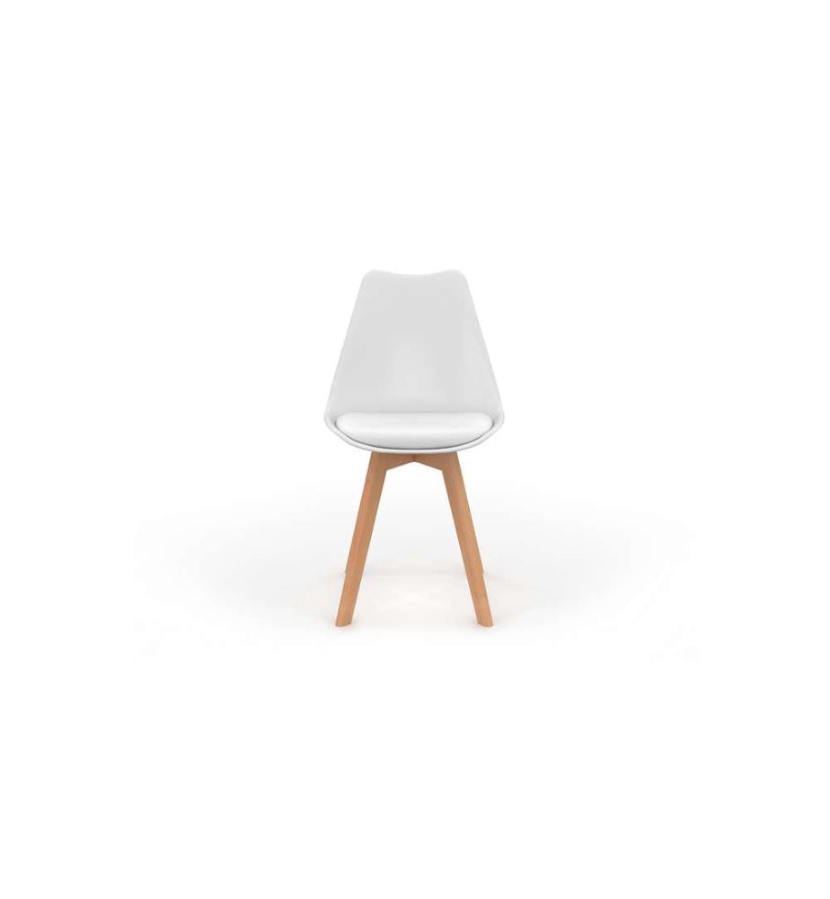 Lot de 6 Chaises Nordia - Blanc et Bois