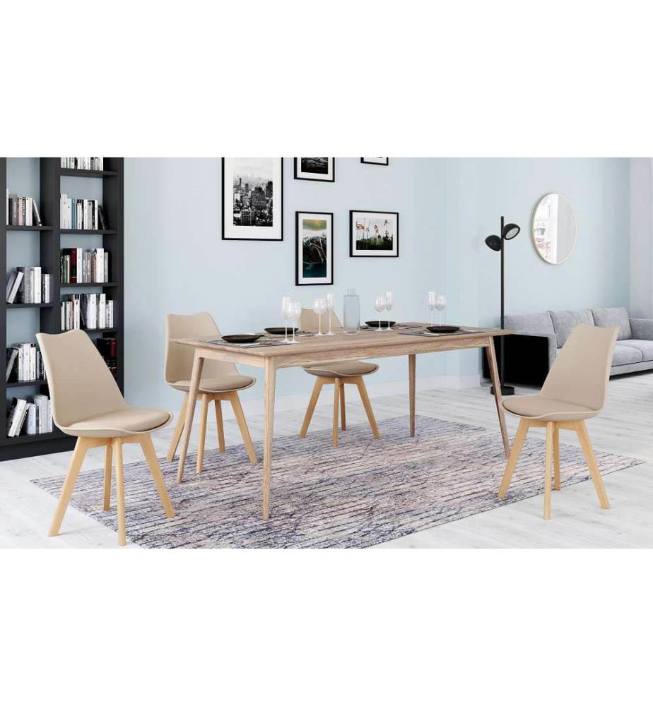 Set of 4 Nordia Chairs 46 x 51 x 79.5 cm - Beige