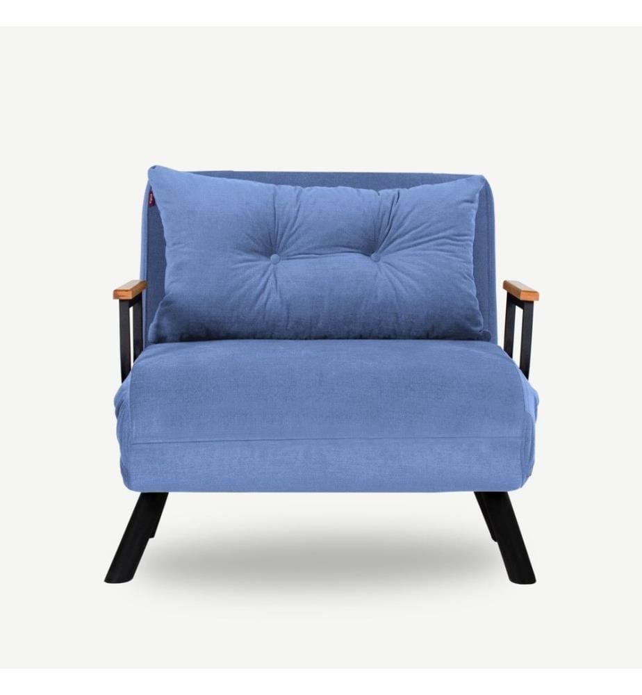 1-Seat Sofa-Bed, Blue, Metal Frame, Polyestere Fabric Fabric