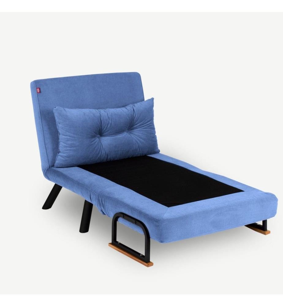 1-Seat Sofa-Bed, Blue, Metal Frame, Polyestere Fabric Fabric