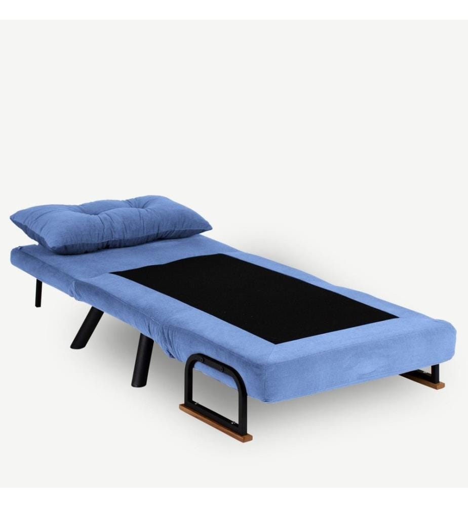 1-Seat Sofa-Bed, Blue, Metal Frame, Polyestere Fabric Fabric