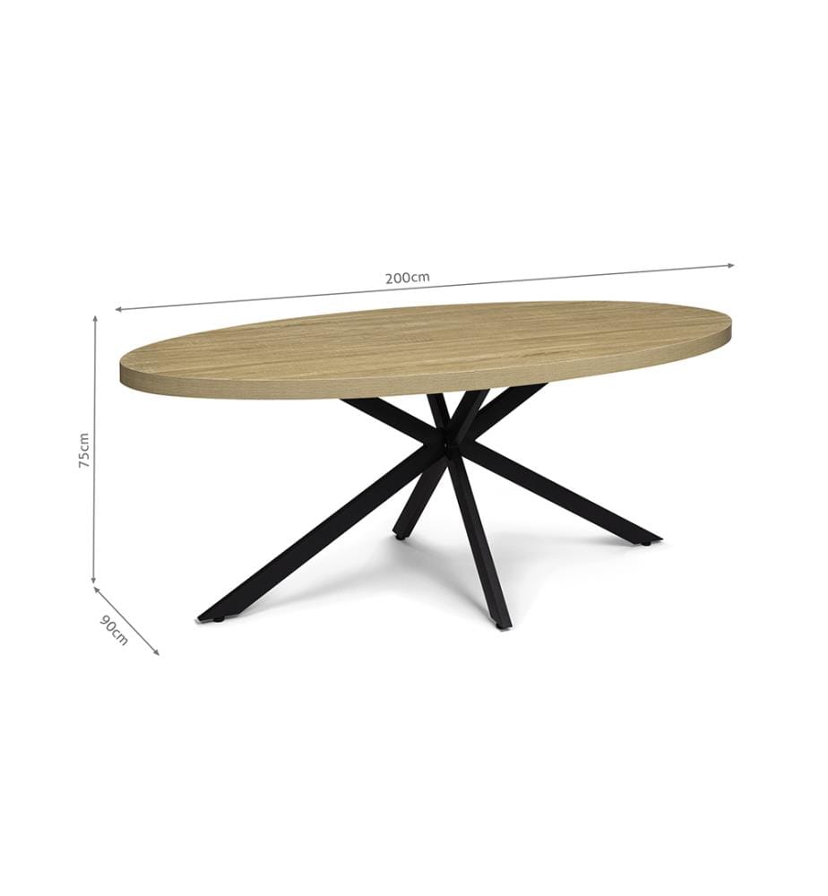 Céleste Dining Table 200 x 90 x 75 cm - Black & Brown
