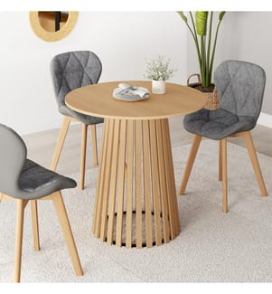 Runder Esstisch Camélia Mittelfuss Latten Ø80cm - Braun