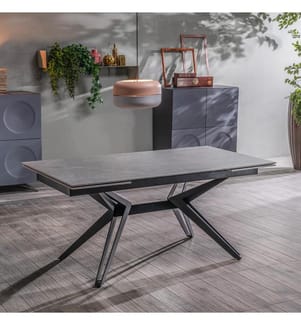 Match Ausziehbarer Tisch 160/240x90 cm - Grauer Marmor und Schwarz