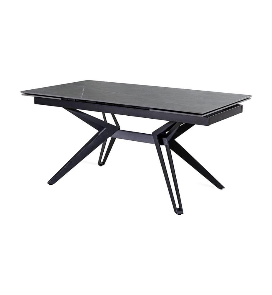 Match Ausziehbarer Tisch 160/240x90 cm - Grauer Marmor und Schwarz