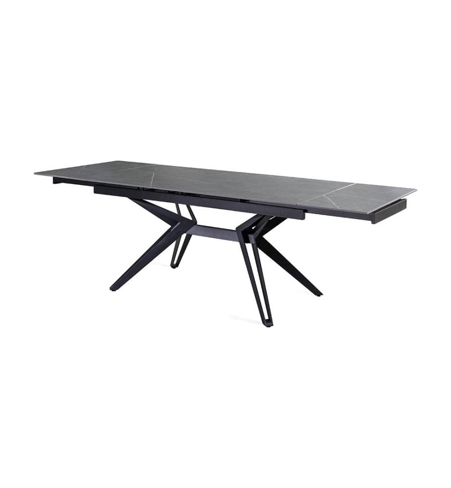 Match Ausziehbarer Tisch 160/240x90 cm - Grauer Marmor und Schwarz