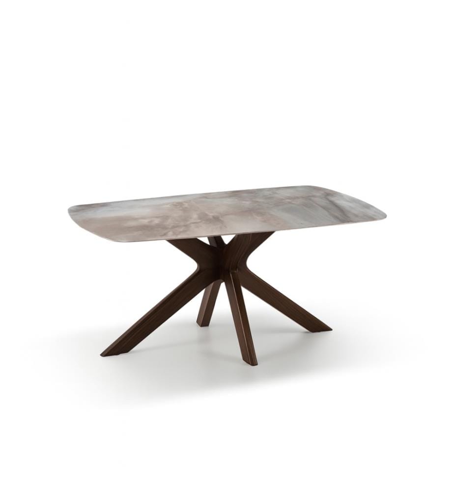 Gemini Fixed Table 180x90 cm - Marble and Brown