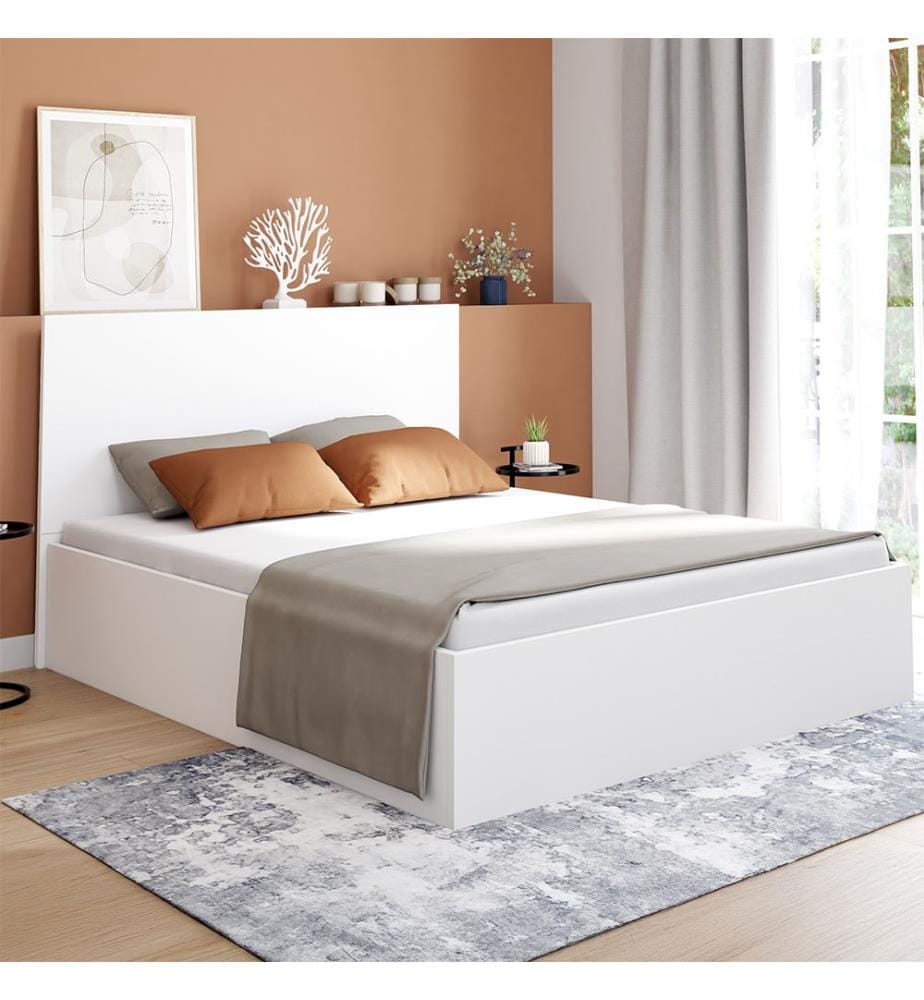 Sicilia box bed with box spring and headboard 160x200m - White