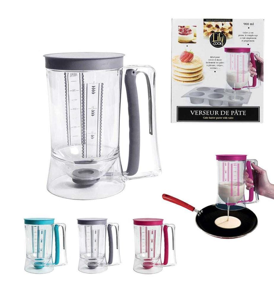 Tortenbodenausgiesser mit Kolben 90cl - Blau, Pink und Grau