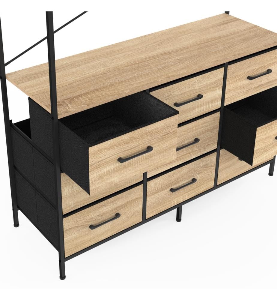 Ankleidezimmer Iris Kleiderschrank und 9 Schubladen Holz und Schwarz