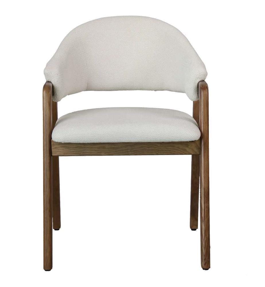 Set of 2 Wooden Chairs in SoftCellar fabric - Ecru and Walnut-tinted Ash