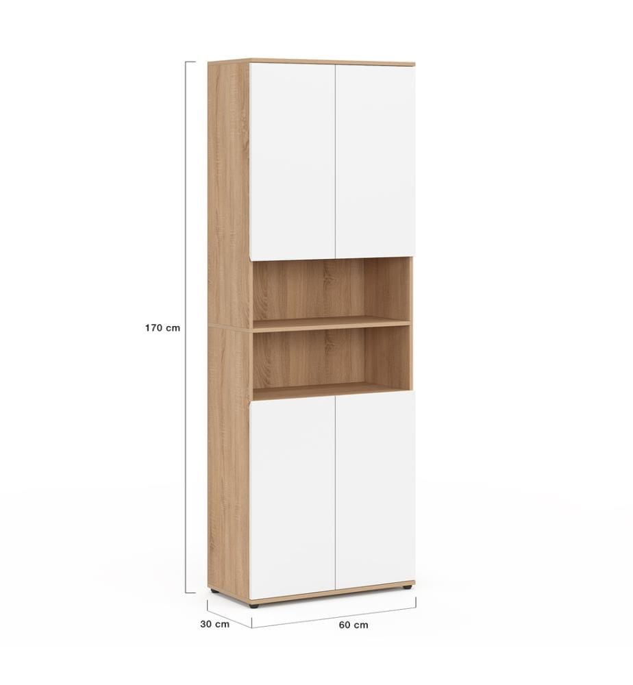 Badezimmerschrank Tom 4 Türen - Braun und Weiss