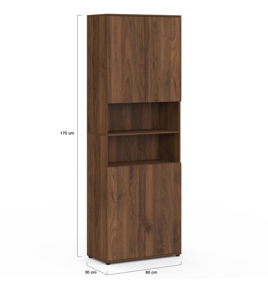 Armoire salle de bain Tom 4 portes - Brun