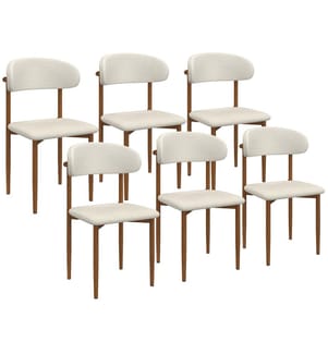 Set of 6 Callisto Chairs - Beige and Dark Wood