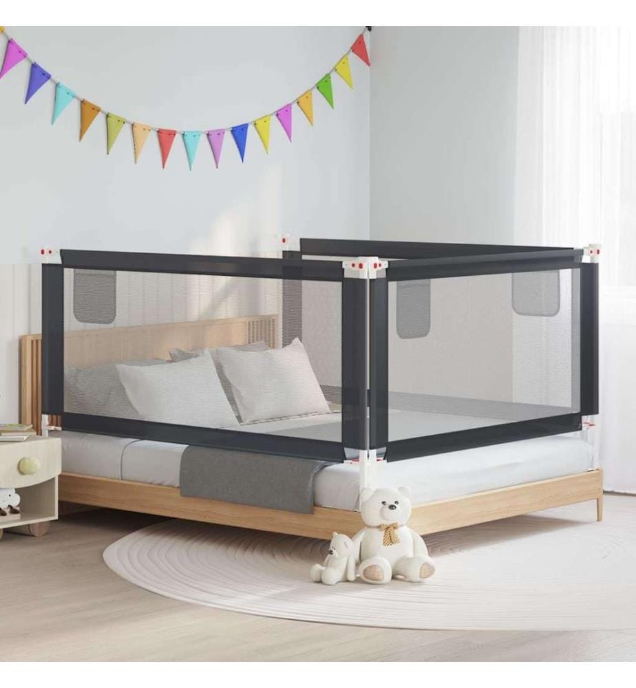 Kleinkind-Bettschutzgitter Dunkelgrau 180x25 cm Stoff