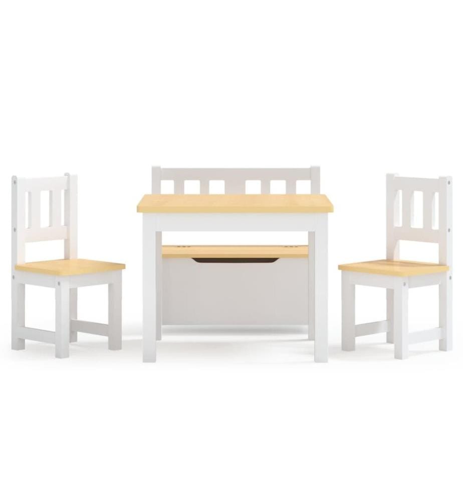 4-tlg. Kinder-Sitzgruppe Weiss und Beige MDF